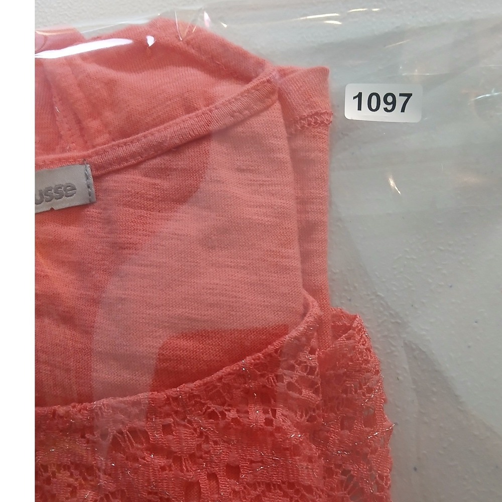 Charlotte Russe Coral Lace Tie Front Tank Top Glitter Mesh Size Juniors Medium - Picture 10 of 10